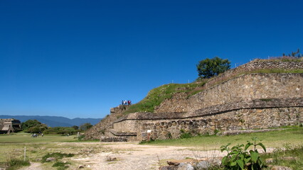 Side view of a structure in the ruins at Monte Alban, in Oaxaca, Mexico