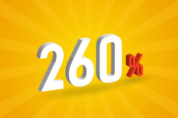 260% discount 3D text for sells and promotion.