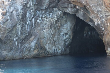 Islands of lipari horse cave Sicily Italy-