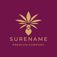Palm tree leaf template logo design inspiration with luxury design custom logo design vector illustration