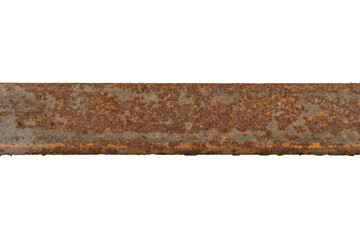Rusty steel beam from metal stock isolated on white background.