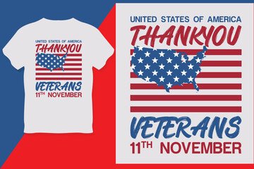 United states of America thankyou veterans 11th November Veterans Day T Shirt Design 