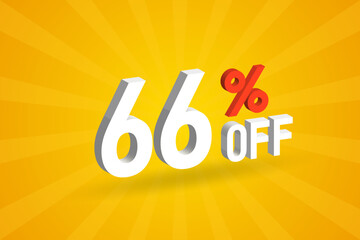 66 Percent off 3D Special promotional campaign design. 66% off 3D Discount Offer for Sale and marketing.