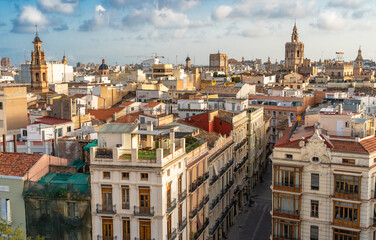 Sunset view from the Serrans Gate at Valencia