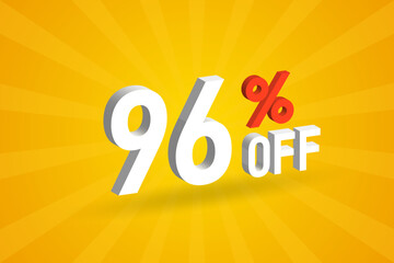 96 Percent off 3D Special promotional campaign design. 96% off 3D Discount Offer for Sale and marketing.