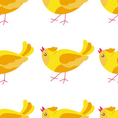 Colorful birds seamless pattern. Exotic birds in different print poses. Vector illustration.