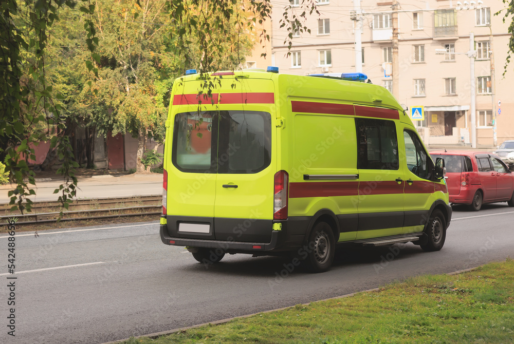 Canvas Prints ambulance car moves along the street