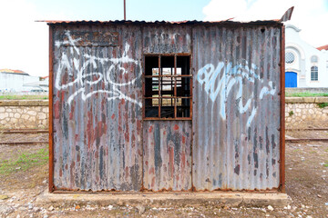rusty old corrugated tin shack shed dilapidated old rusty