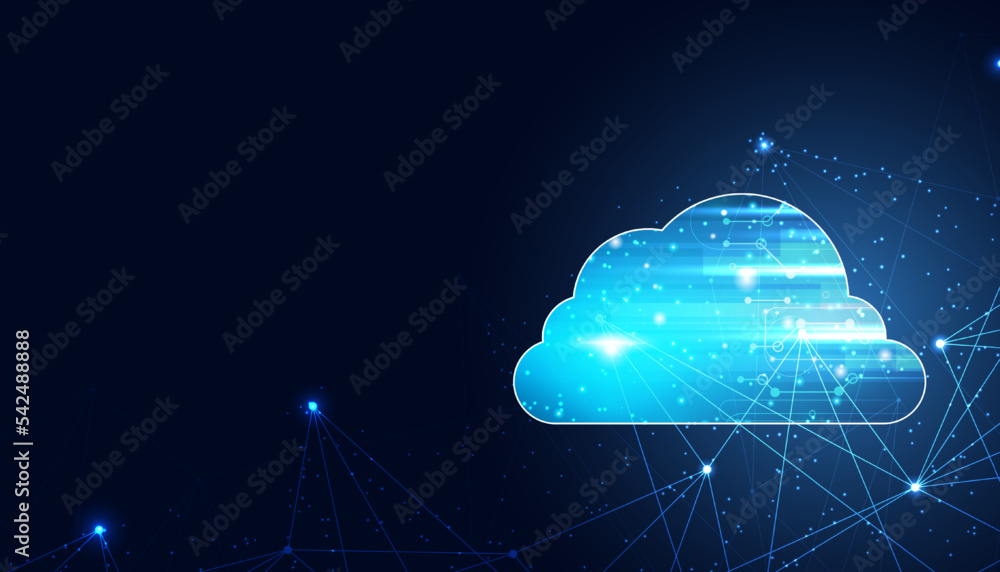 Poster Abstract cloud technology with big data and information concept Connection by collecting data in the cloud With large data storage systems on hi tech background.