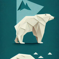Retro background with polar bear in polygonal style
