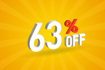 63 Percent off 3D Special promotional campaign design. 63% off 3D Discount Offer for Sale and marketing.