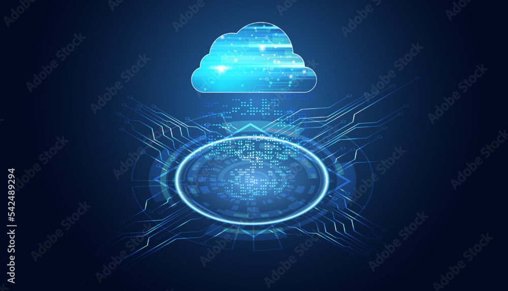 Poster abstract cloud technology with big data and information concept connection by collecting data in the