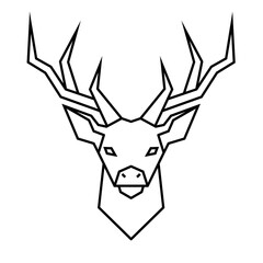Polygon wild dear icon. Geometric head of an animal. Linear style vector illustration. Front symmetric design image