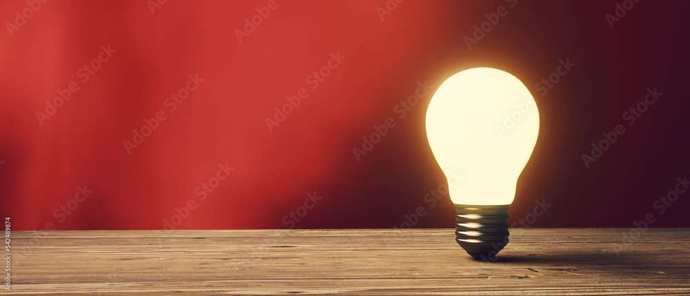 Poster light bulb on a colored background - 3d render