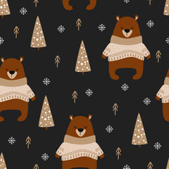 seamless pattern with christmas bear