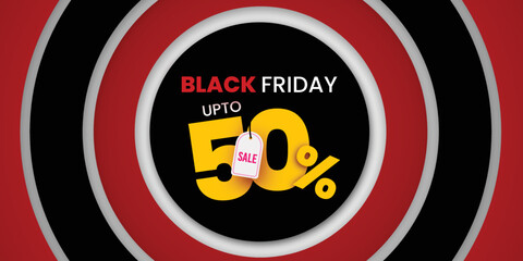 Black Friday Sale Banner in Red & Black for social media and business purpose Free Vector 