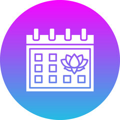 Calendar Gradient Circle Glyph Inverted Icon