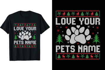 Christmas t-shirt design vector. Santa, merry, sweater, ugly, pattern, gift, card, party, graphic,