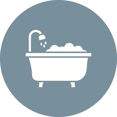 Bathtub Multicolor Circle Glyph Inverted Icon