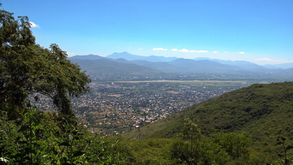 Overhead view of the Oaxaca Valley from Monte Alban, in Oaxaca, Mexico