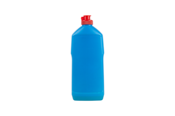 blue bottle with detergent , isolate