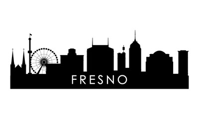 Fototapeta premium Fresno skyline silhouette. Black Fresno city design isolated on white background.