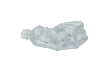 crumpled plastic bottle isolate. The concept of the use and recycling of plastic.