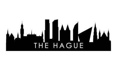 Fototapeta premium The Hague skyline silhouette. Black The Hague city design isolated on white background.