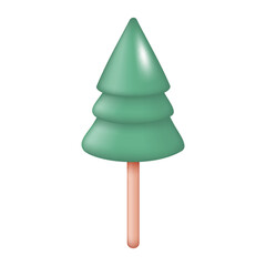 Green Christmas Tree 3D Icon Vector Illustration on White Background