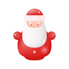 3D Cute Christmas Santa Claus Icon. Vector Illustration Isolated on White Background