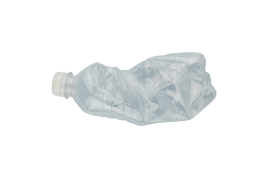 crumpled plastic bottle isolate. The concept of the use and recycling of plastic.