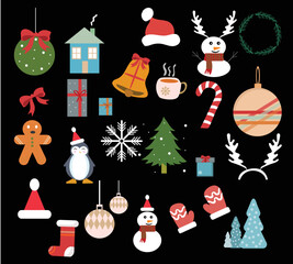 Festive christmas clipart elements collection