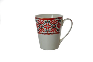 Porcelain cup. On cup depicts ukrainian pictures.