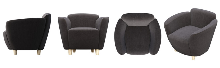 armchair isolate on a transparent background, interior furniture, , 3D illustration, cg render