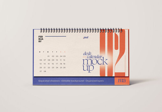 Horizontal Desk Calendar Mockup for Creative Design and Branding Projects