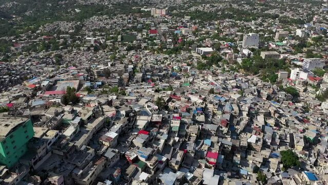 Drone footage of the Jalousie neighborhood in the commune of Petion-Ville in Port-au-Prince, Haiti
