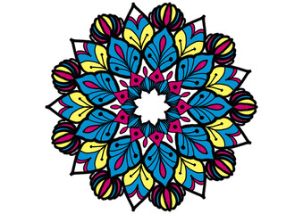 Mandalas colorful flowers style. Design for fabric textile wallpaper carpet handwriting style., 