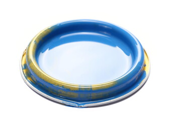 Blue can lid with color isolated on white 