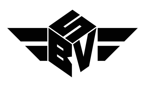 SBV three letter gaming logo in polygon cube shape logo design vector template. wordmark logo | emblem logo | monogram logo | initial letter logo | sports logo | minimalist logo | typography logo |