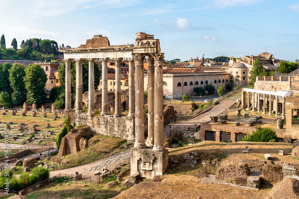 Wall mural ruins of roman forum in rome, italy