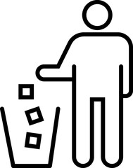 People drop garbage line icon design vector. Trash bin sign symbol. 