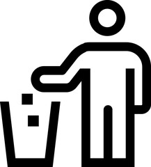 People drop garbage line icon design vector. Trash bin sign symbol. 