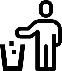 People drop garbage line icon design vector. Trash bin sign symbol. 