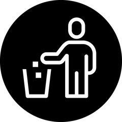 People drop garbage line icon design vector. Trash bin sign symbol. 