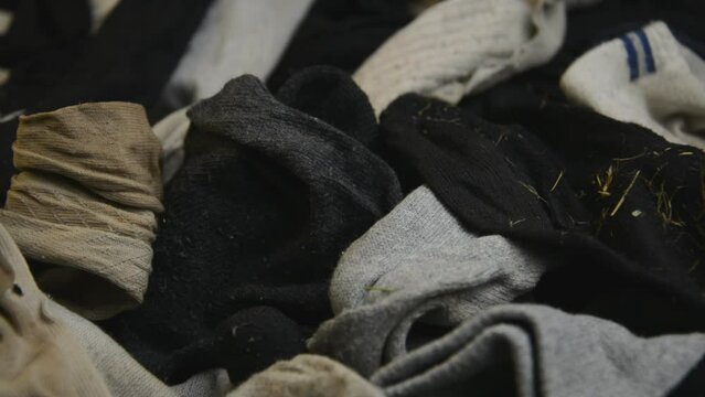 Dirty socks close up background
