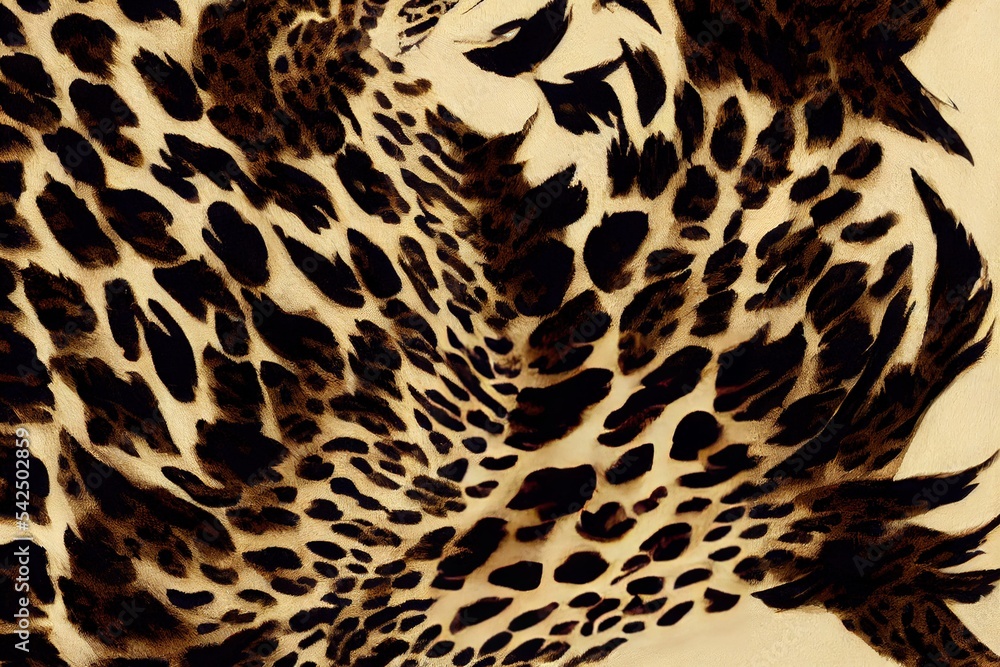 Poster leopard texture with wings, leopard print on the wings