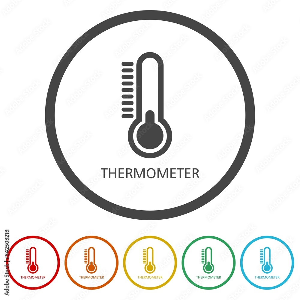 Poster thermometer icon. set icons in color circle buttons