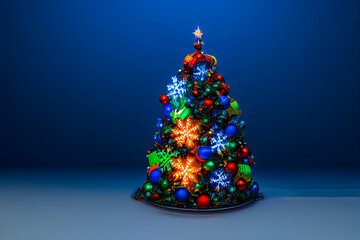 Christmas tree. Multiplier style. Illustrations for books, postcards and flyers.