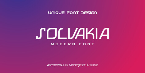 SOLVAKIA Minimal urban font. Typography digital modern alphabet font. Minimalist style line fonts set. Vector illustration