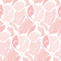 Seamless pattern, gentle abstract background with marble texture. Seamless texture with pink streaks of paint on a white background. Delicate modern backdrop. Vector illustration.